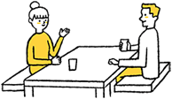 カフェで合流